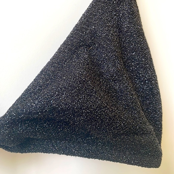 Caroline Constas black metallic triangle bikini top non wire front knot nwt XS - Picture 9 of 9